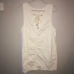 Free People Cream Denim Mini Shift Dress